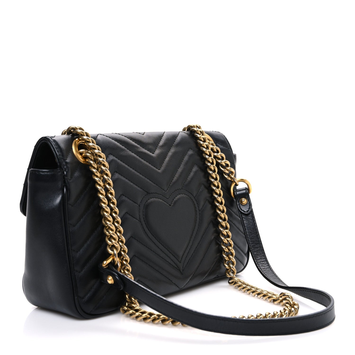 Gucci Calfskin Matelasse Small GG Marmont Shoulder Bag Black 3 of 11