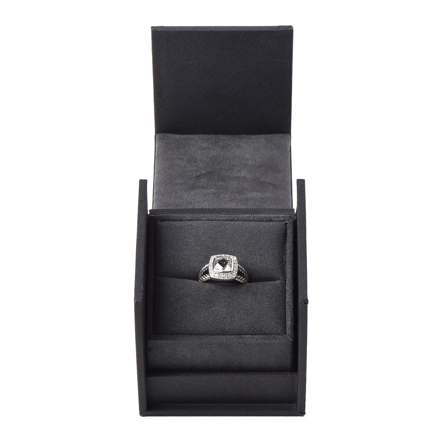 Sterling Silver Diamond White Topaz 7mm Petite Albion Ring 48 4.5
