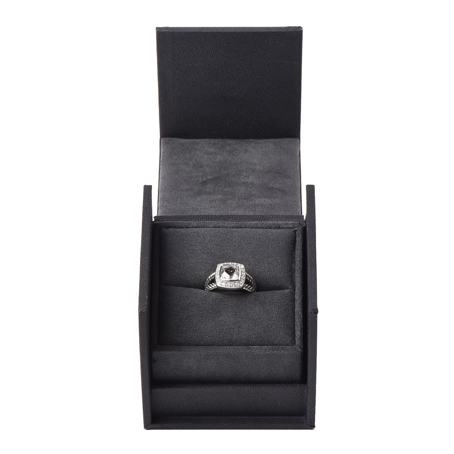 David Yurman Sterling Silver Diamond White Topaz 7mm Petite Albion Ring 48 4.5 6 of 6