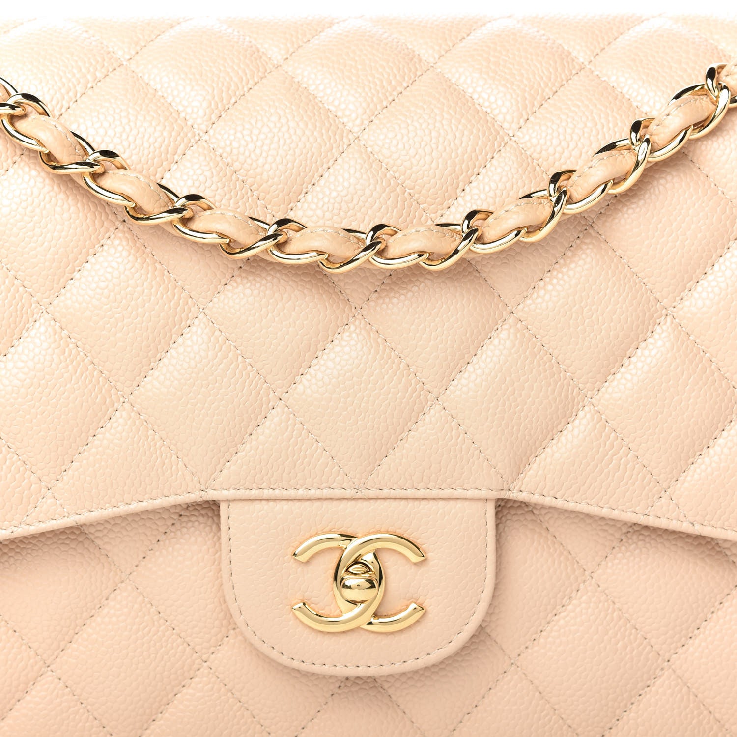 Chanel Caviar Quilted Jumbo Double Flap Beige Clair 10 of 11
