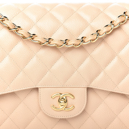 Chanel Caviar Quilted Jumbo Double Flap Beige Clair 10 of 11