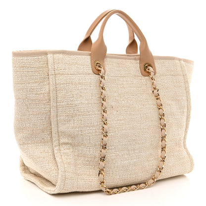 Chanel Canvas Medium Deauville Tote Light Beige 3 of 10