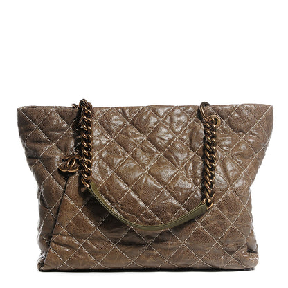 Chanel Crumpled Grained Calfskin Coco Pleats Large Tote Green 1 of 7
