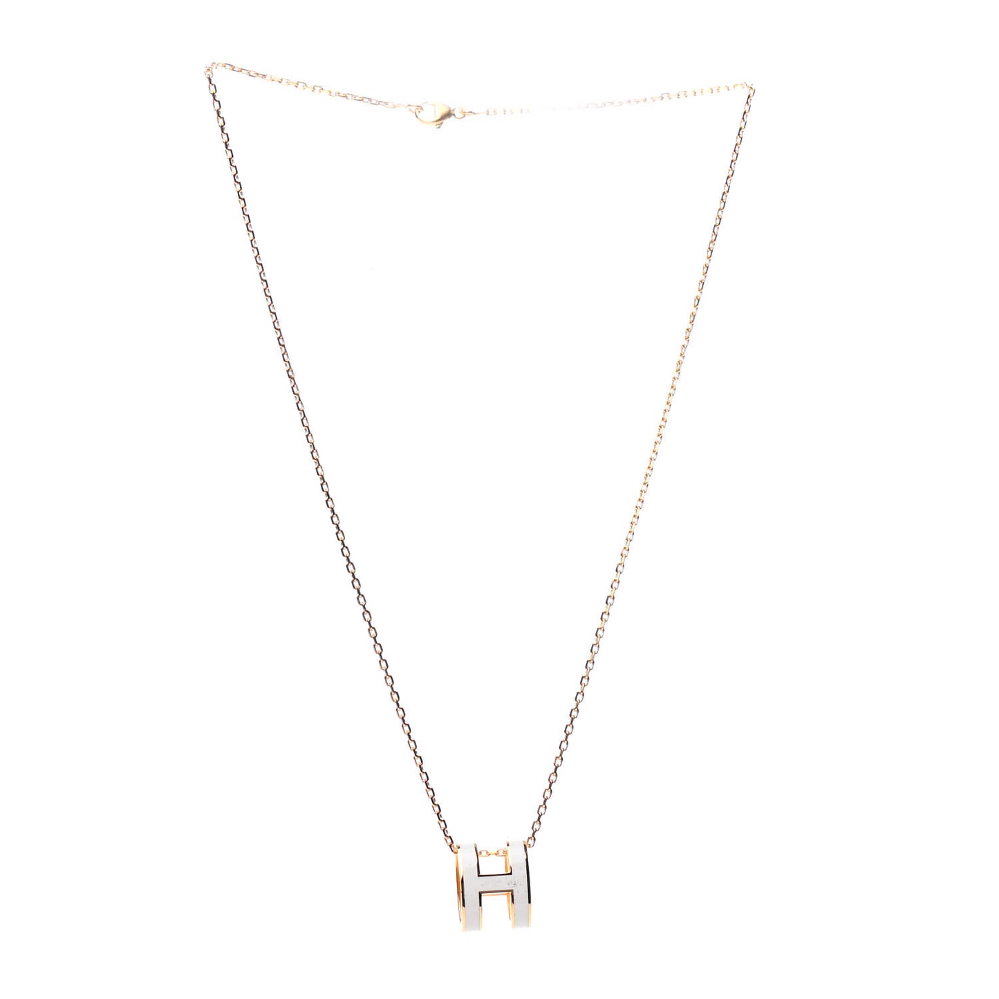 Lacquered Gold Pop H Pendant Necklace White