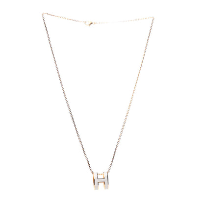 Hermes Lacquered Gold Pop H Pendant Necklace White 3 of 7