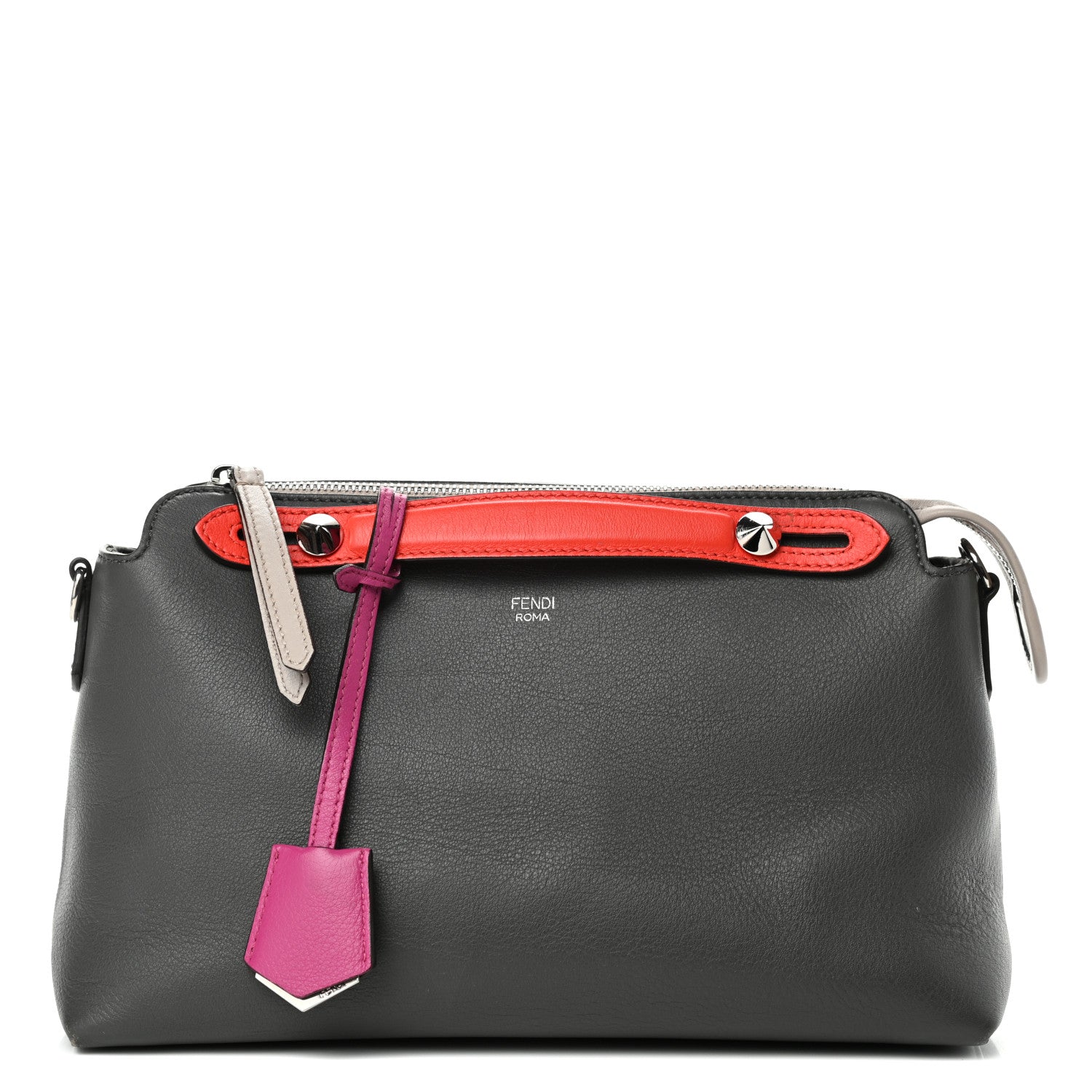Fendi Vitello Dolce 4 Color Medium By The Way Boston Bag Carbone Magenta Multicolor 1 of 4