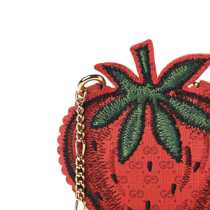 Gucci GG Supreme Monogram Embroidered Strawberry Pass Holder Crossbody Multicolor 10 of 10