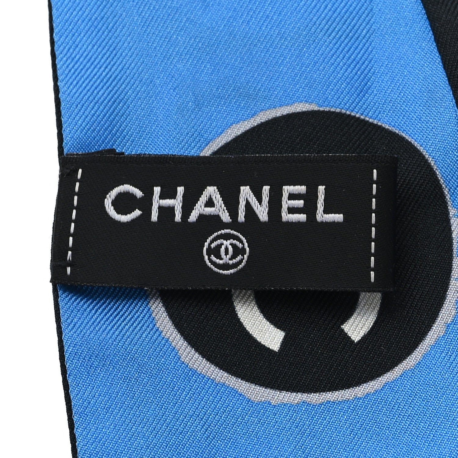 Chanel Silk CC Coco 31 Slim Bandeau Scarf Blue Black 3 of 3
