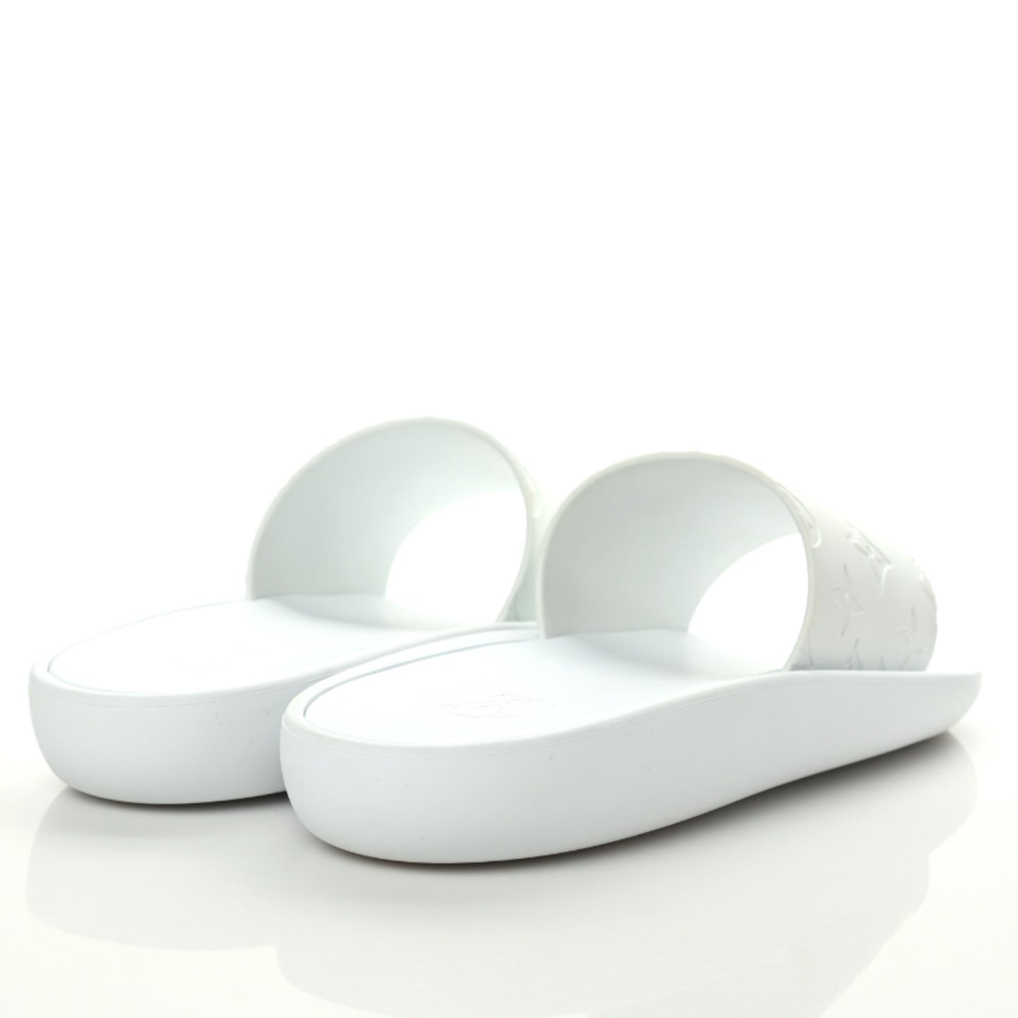 Rubber Monogram Embossed Sunbath Flat Mule 40 White