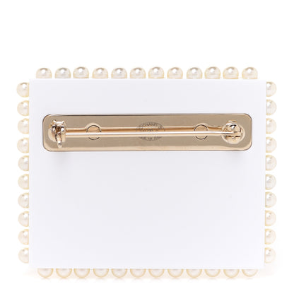 Chanel Resin Pearl Letter Brooch Black White Blue Red 3 of 5