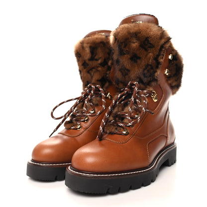 Louis Vuitton Calfskin Mink Territory Ranger Combat Boots 38 Cognac 3 of 8