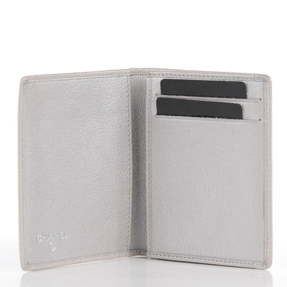Chanel Goatskin Camellia Card Holder Wallet Silver 5 of 9