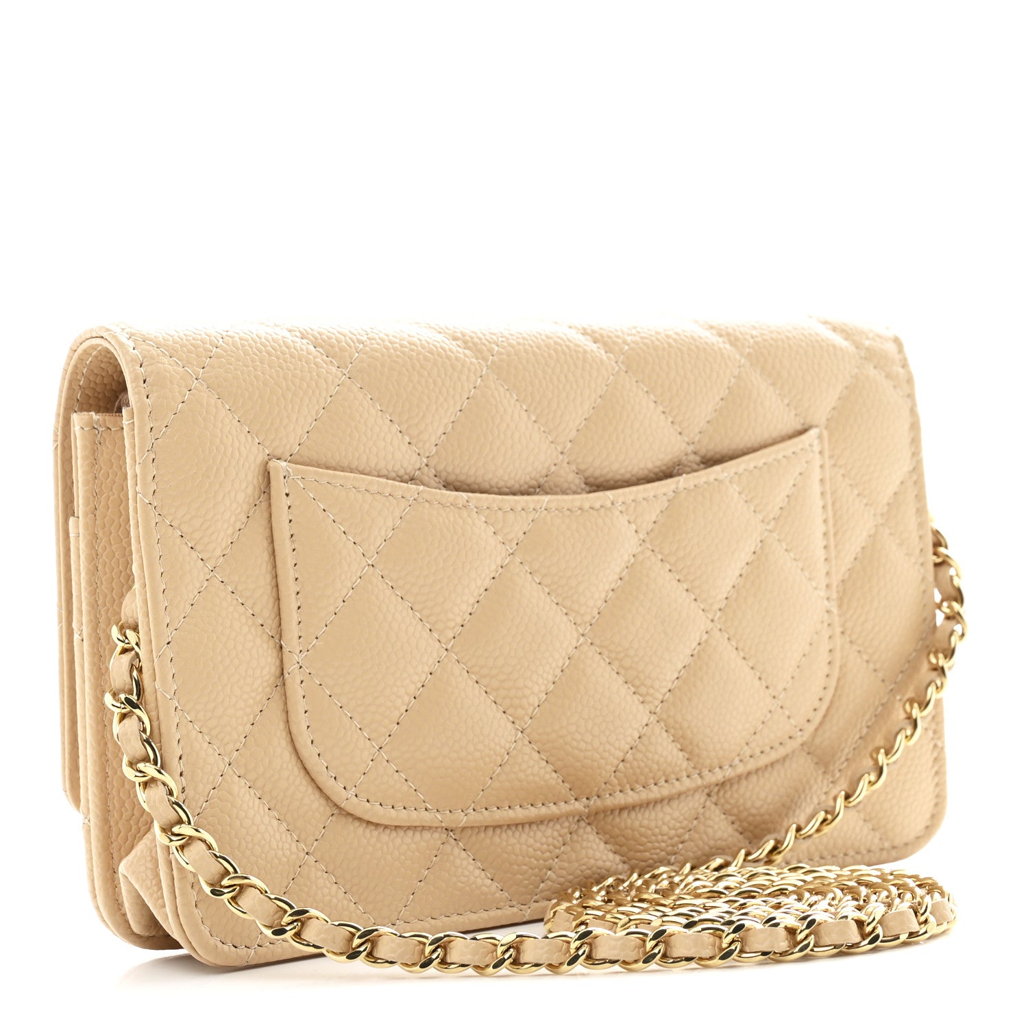 Chanel Caviar Quilted Wallet on Chain WOC Beige 3 of 12