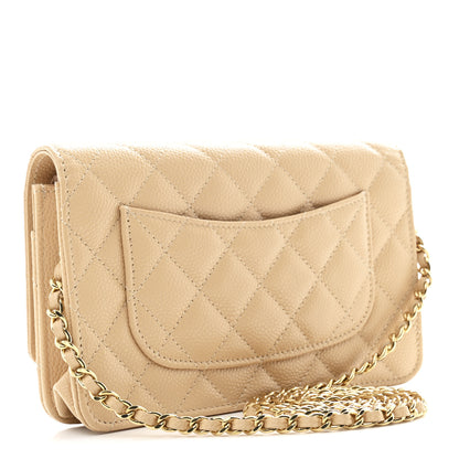 Chanel Caviar Quilted Wallet on Chain WOC Beige 3 of 12