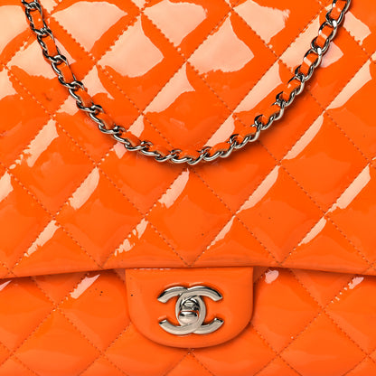 Chanel Patent Quilted Clutch with Chain Flap Orange 8 of 15