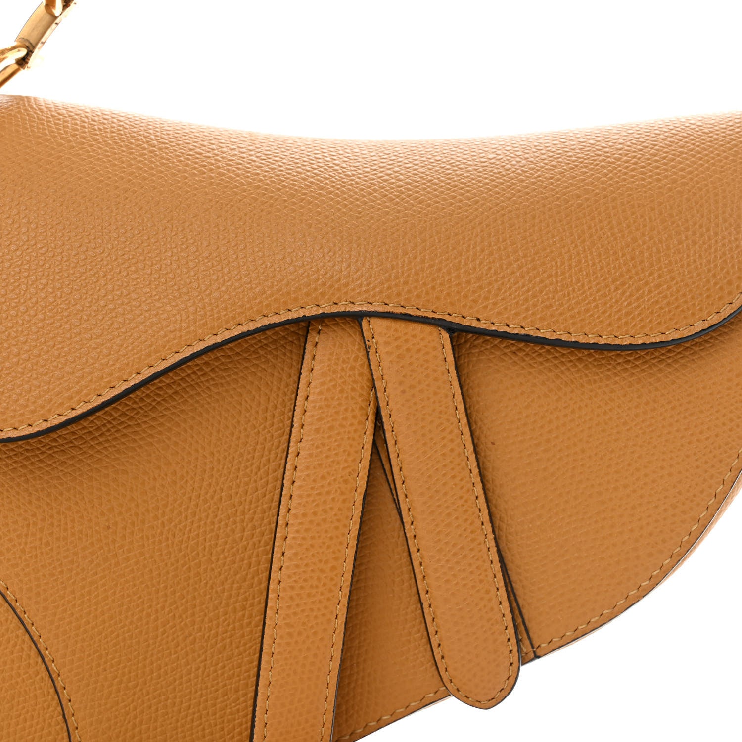 Christian Dior Grained Calfskin Mini Saddle Bag Dark Yellow 7 of 11