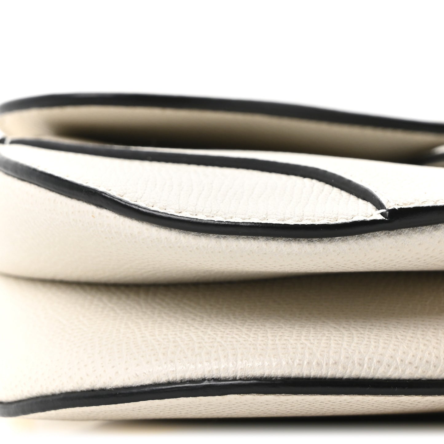 Grained Calfskin Mini Saddle Bag White