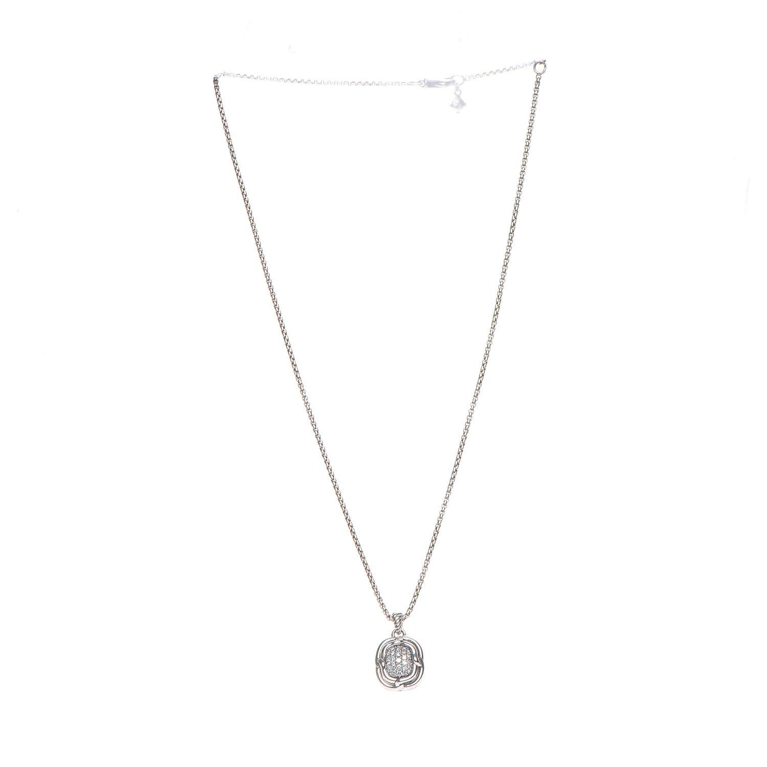 David Yurman Sterling Silver Diamond 10mm Labyrinth Pendant Necklace 4 of 6