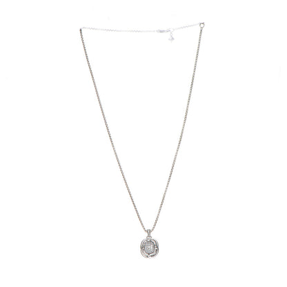 David Yurman Sterling Silver Diamond 10mm Labyrinth Pendant Necklace 4 of 6