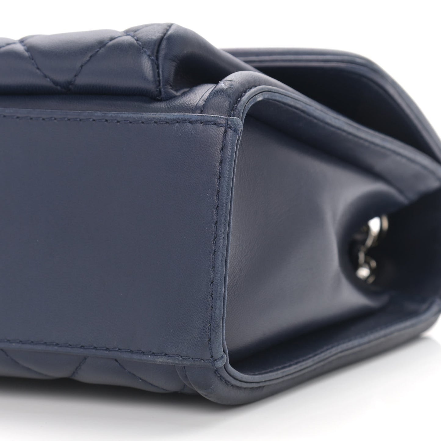 Lambskin Quilted Large Geometric Flap Navy