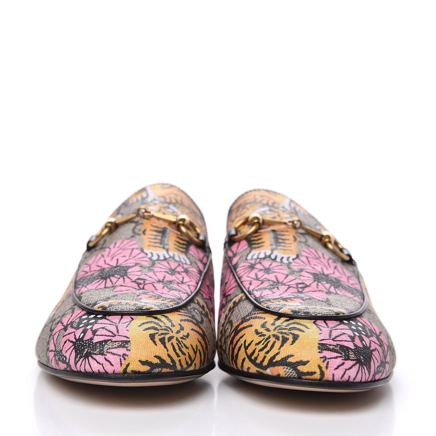 Gucci GG Supreme Monogram Bengal Womens Princetown Slippers 39.5 Beige Crop Pink 2 of 9