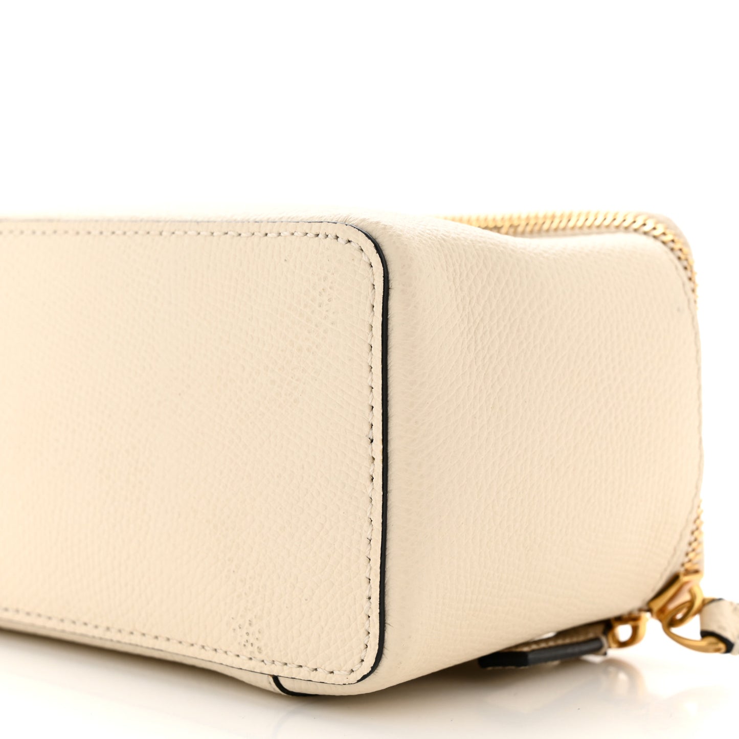 Grainy Calfskin Vlogo Vanity Case White