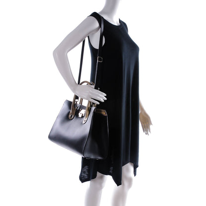 Jimmy Choo Calfskin Snakeskin Embossed Riley Tote Black 2 of 6