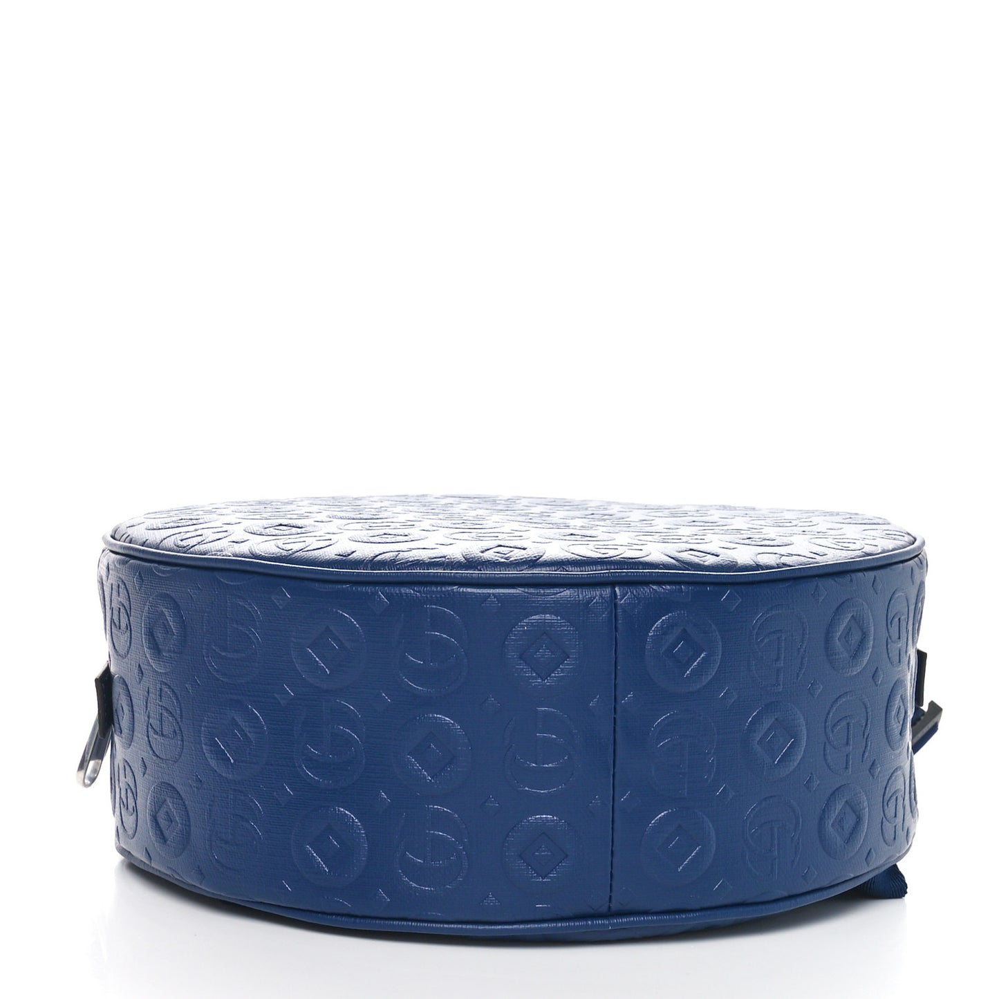 Textured Dollar Calfskin Web Debossed GG Kids Backpack Blue Agata