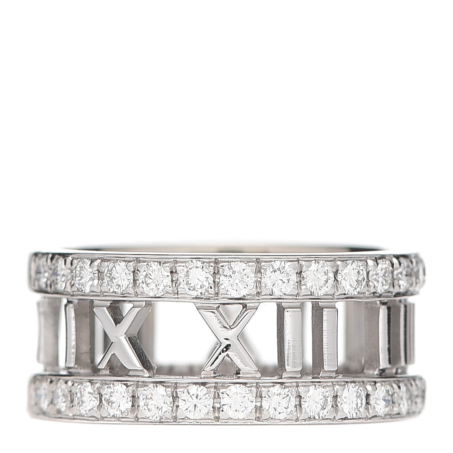 18K White Gold Diamond Wide Atlas Open Ring 54 7