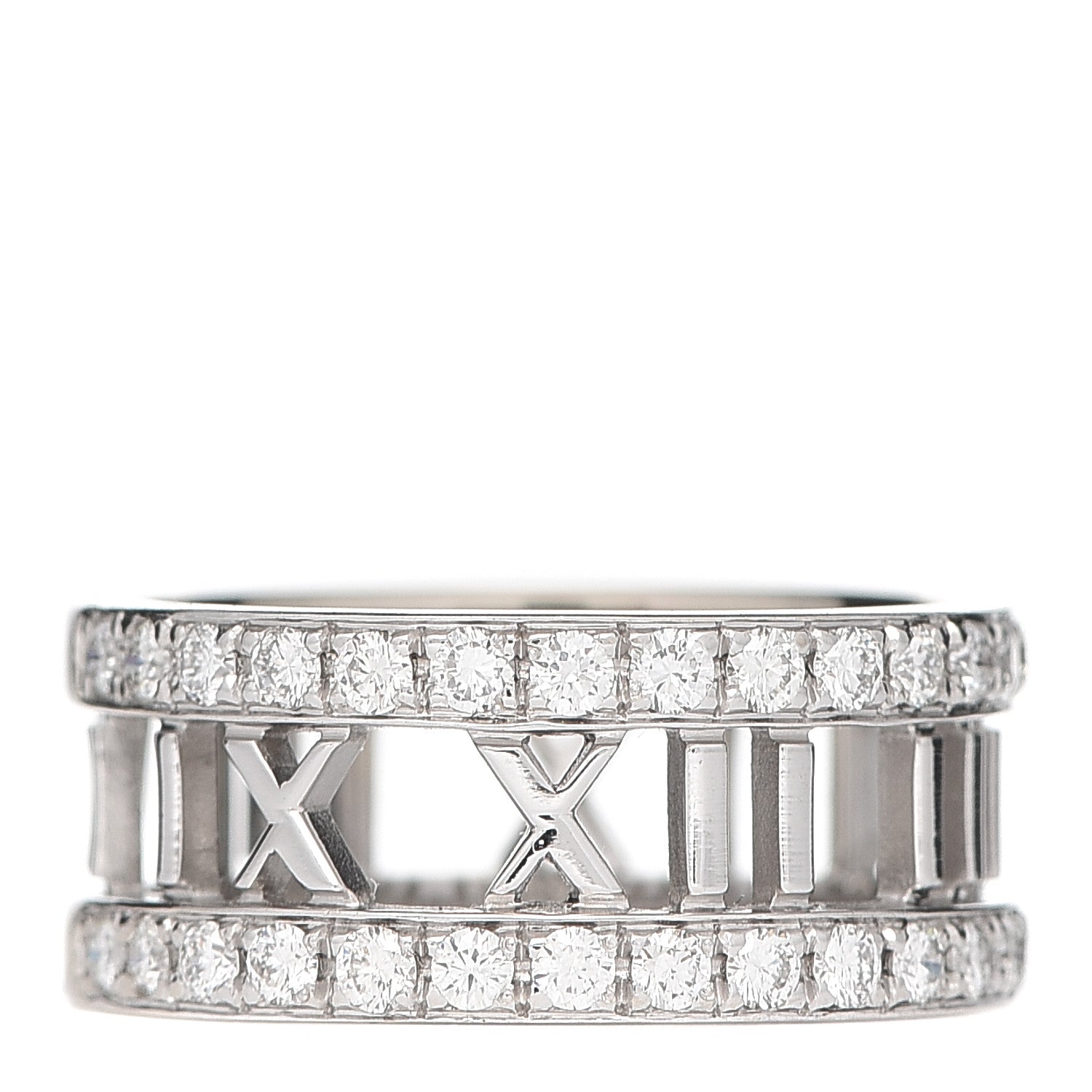 Tiffany 18K White Gold Diamond Wide Atlas Open Ring 54 7 1 of 5