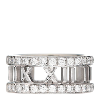 Tiffany 18K White Gold Diamond Wide Atlas Open Ring 54 7 1 of 5