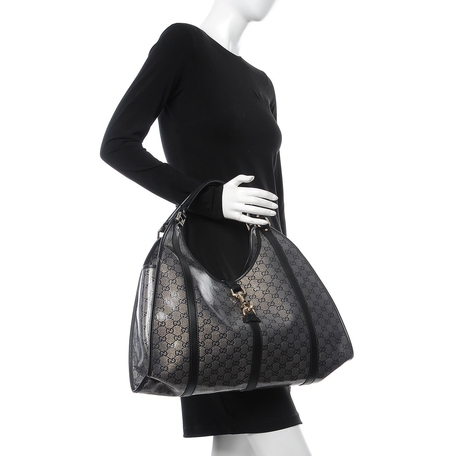Gucci Crystal Monogram Large Joy Shoulder Bag Black 2 of 8