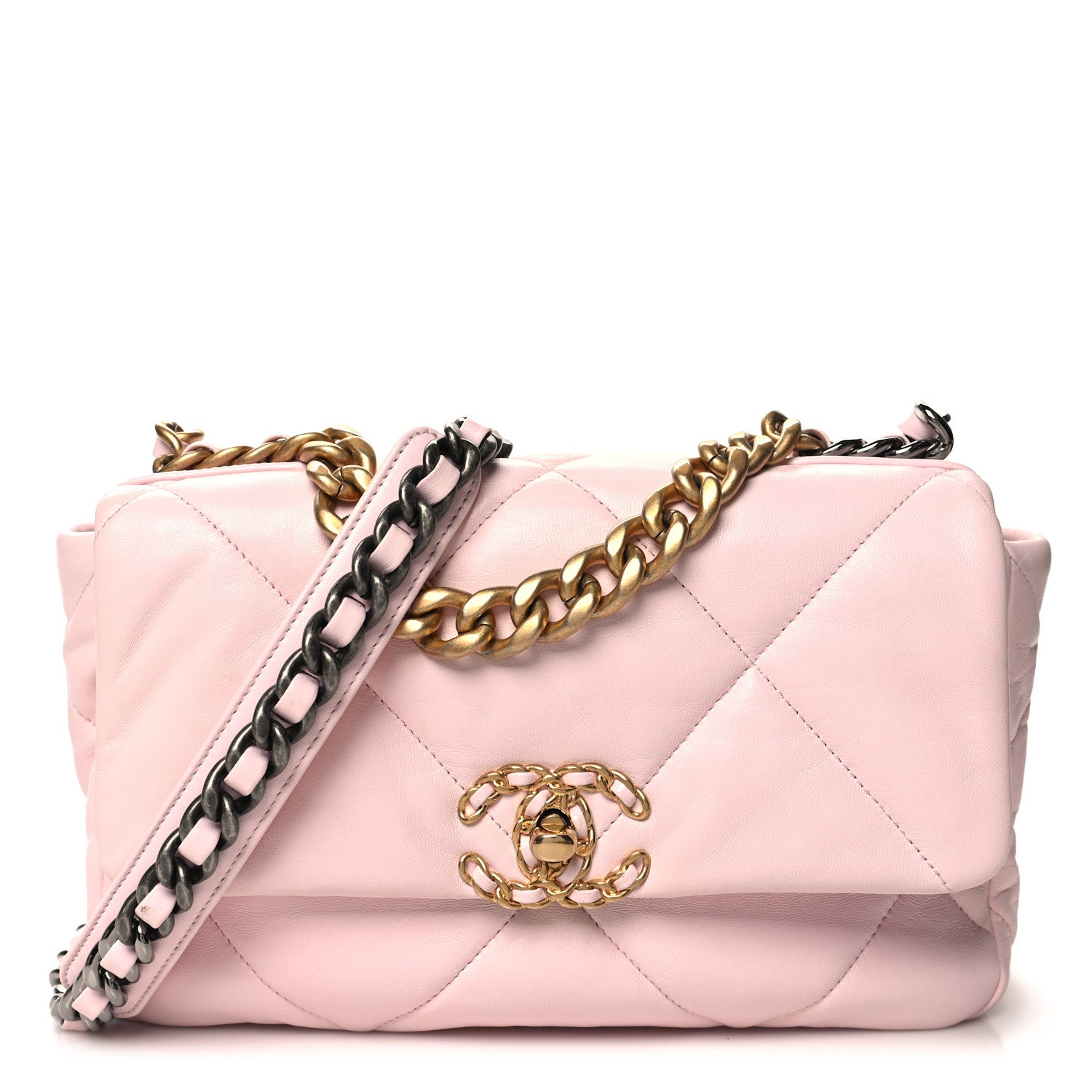 Chanel Lambskin Quilted Medium Chanel 19 Flap Light Pink 1 of 10