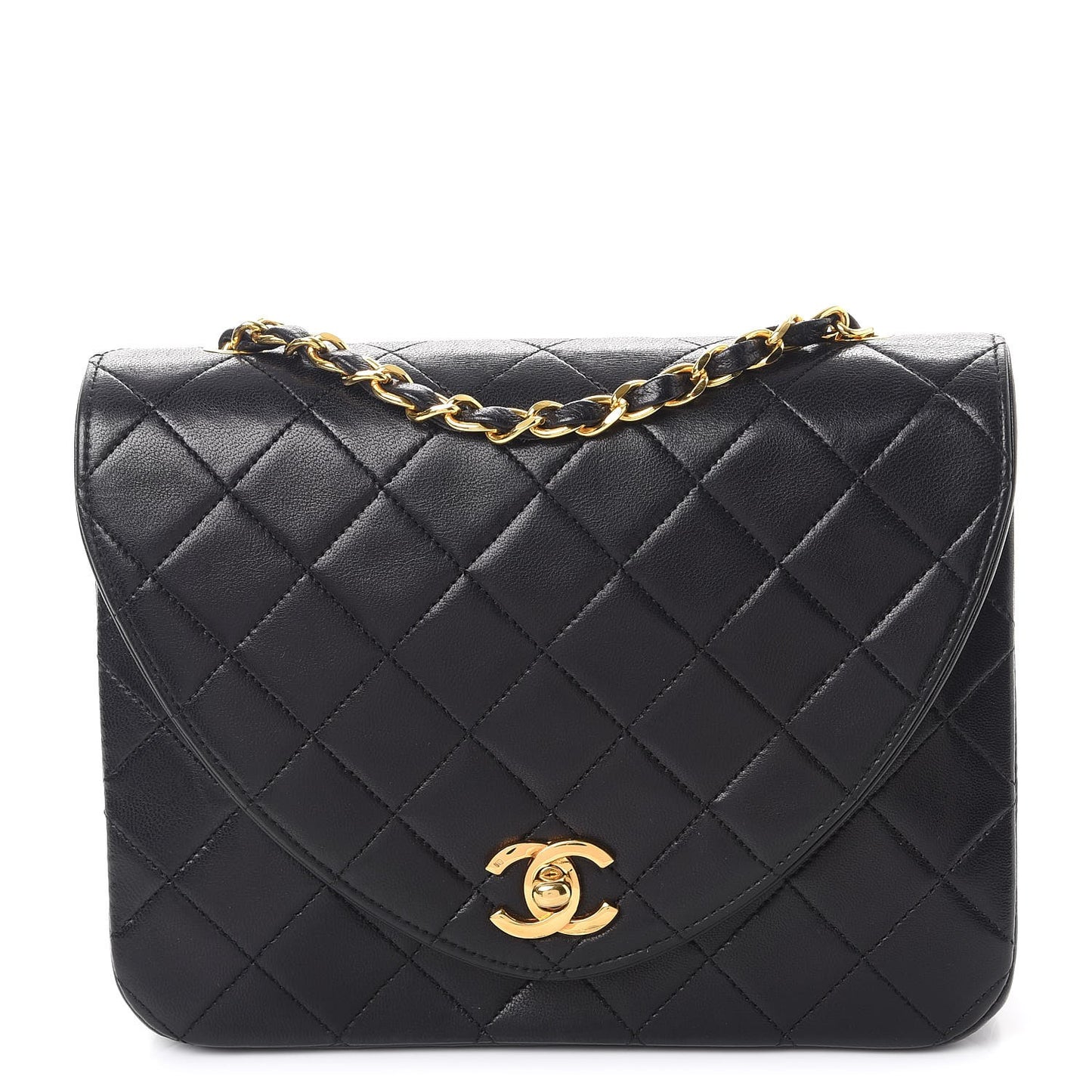 Lambskin Quilted Small Single Flap Black