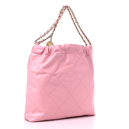 Chanel Shiny Calfskin Quilted Chanel 22 Drawstring Bag Light Pink 3 of 11