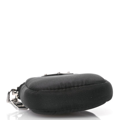 Prada Re-Nylon Pocket Metal Triangle Logo Padded Mini Key Chain Pouch Black 4 of 7