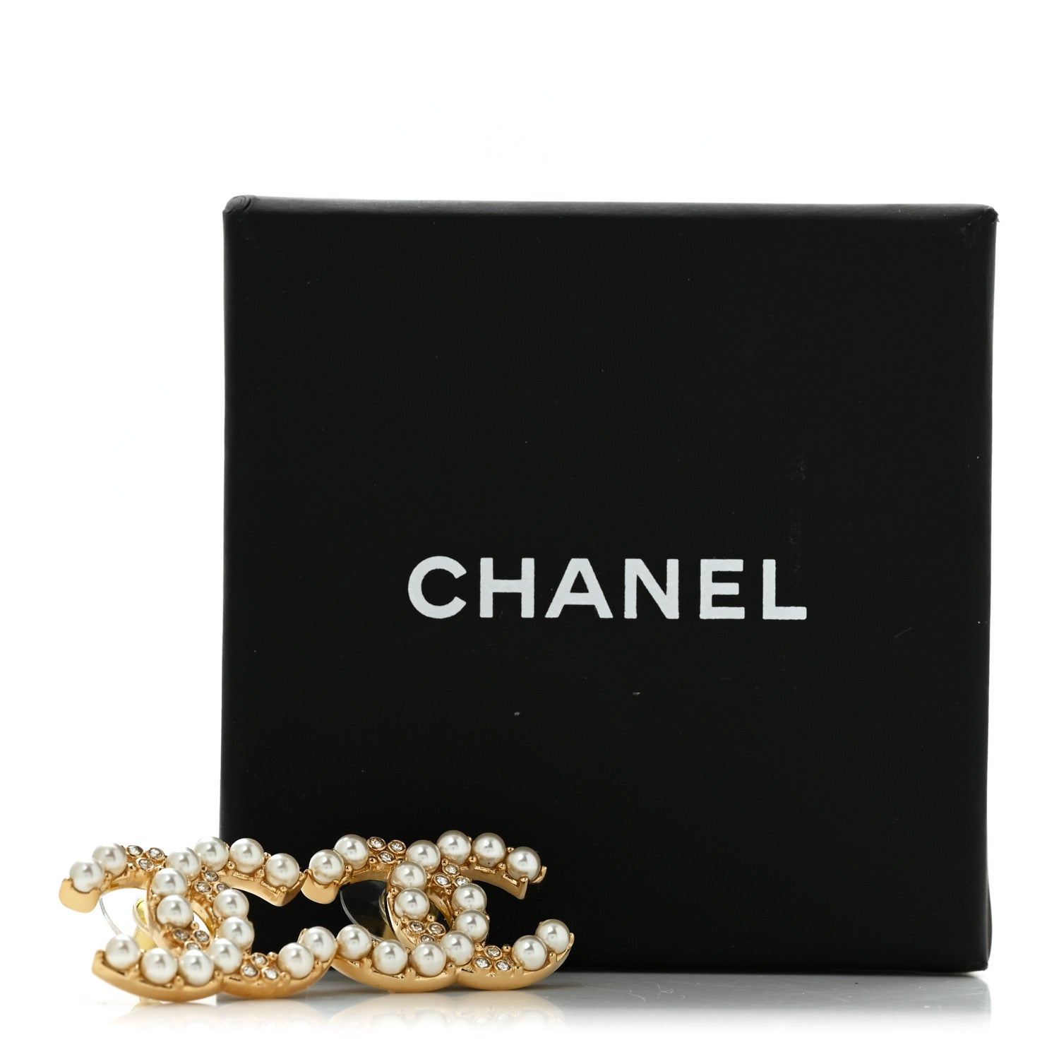 Chanel Pearl Crystal CC Earrings Gold 5 of 5