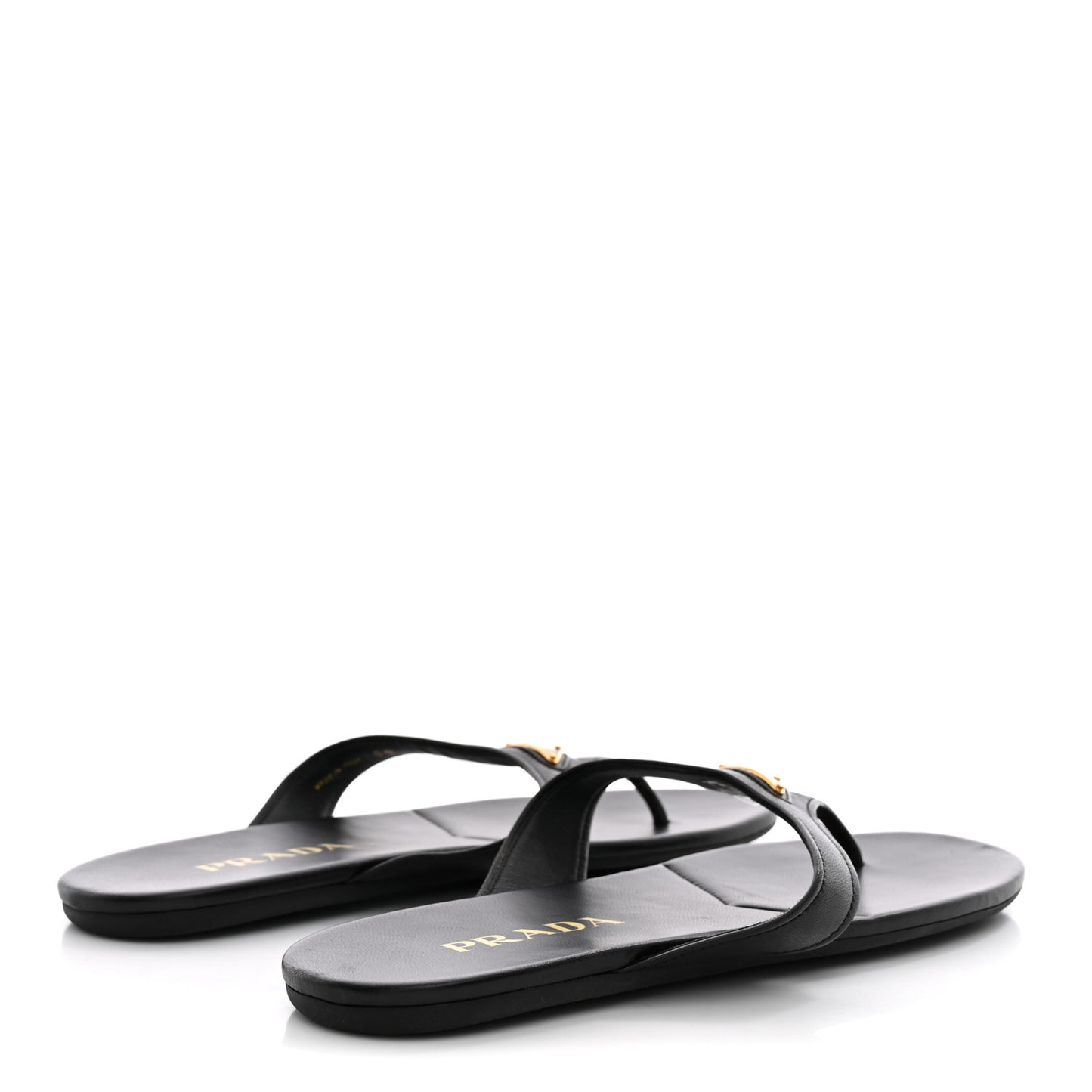Lambskin Logo Thong Sandals 39 Black