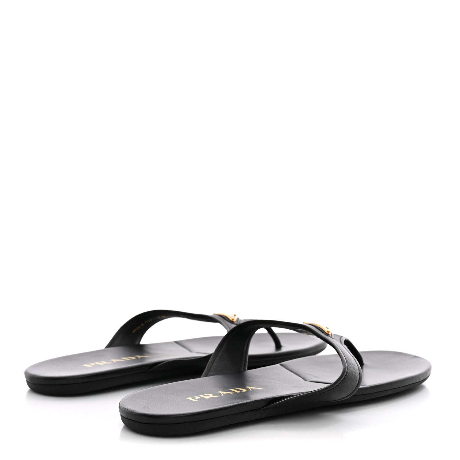 Prada Lambskin Logo Thong Sandals 39 Black 5 of 9