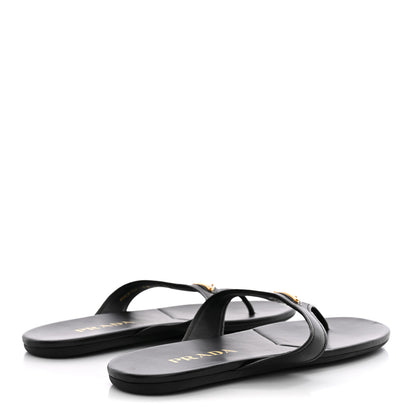 Prada Lambskin Logo Thong Sandals 39 Black 5 of 9