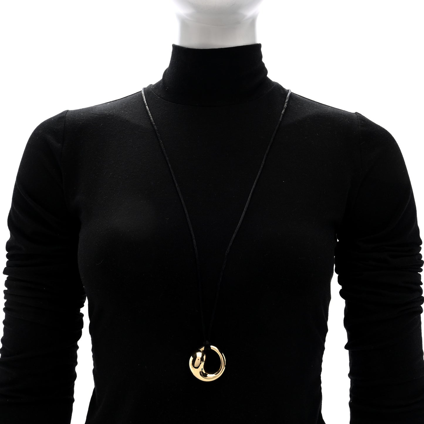 18K Yellow Gold Elsa Peretti Eternal Circle Pendant Cord Necklace