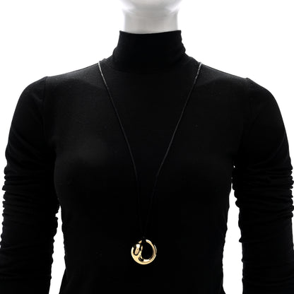 Tiffany 18K Yellow Gold Elsa Peretti Eternal Circle Pendant Cord Necklace 2 of 5