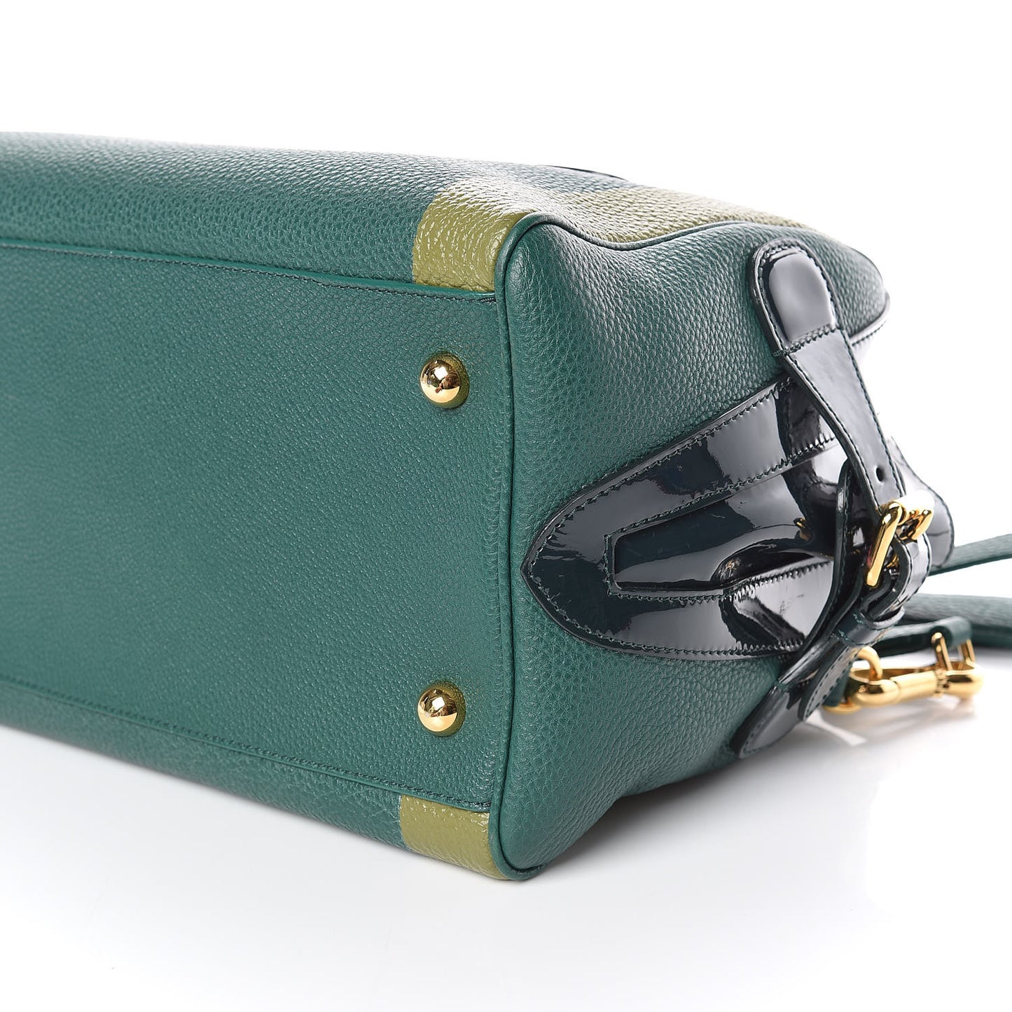 Grain Calfskin Patent Small The Bee Top Handle Green