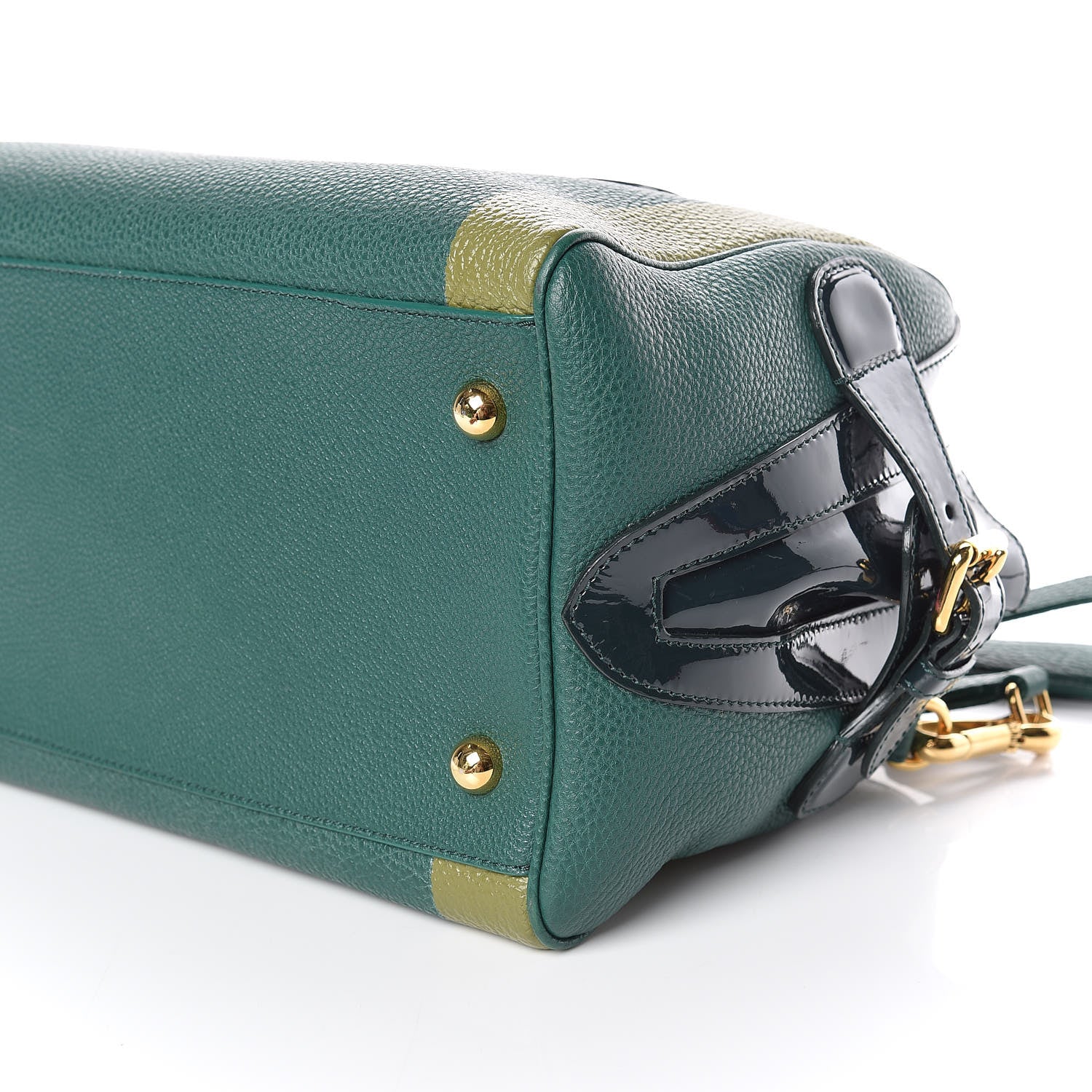 Burberry Grain Calfskin Patent Small The Bee Top Handle Green 9 of 13