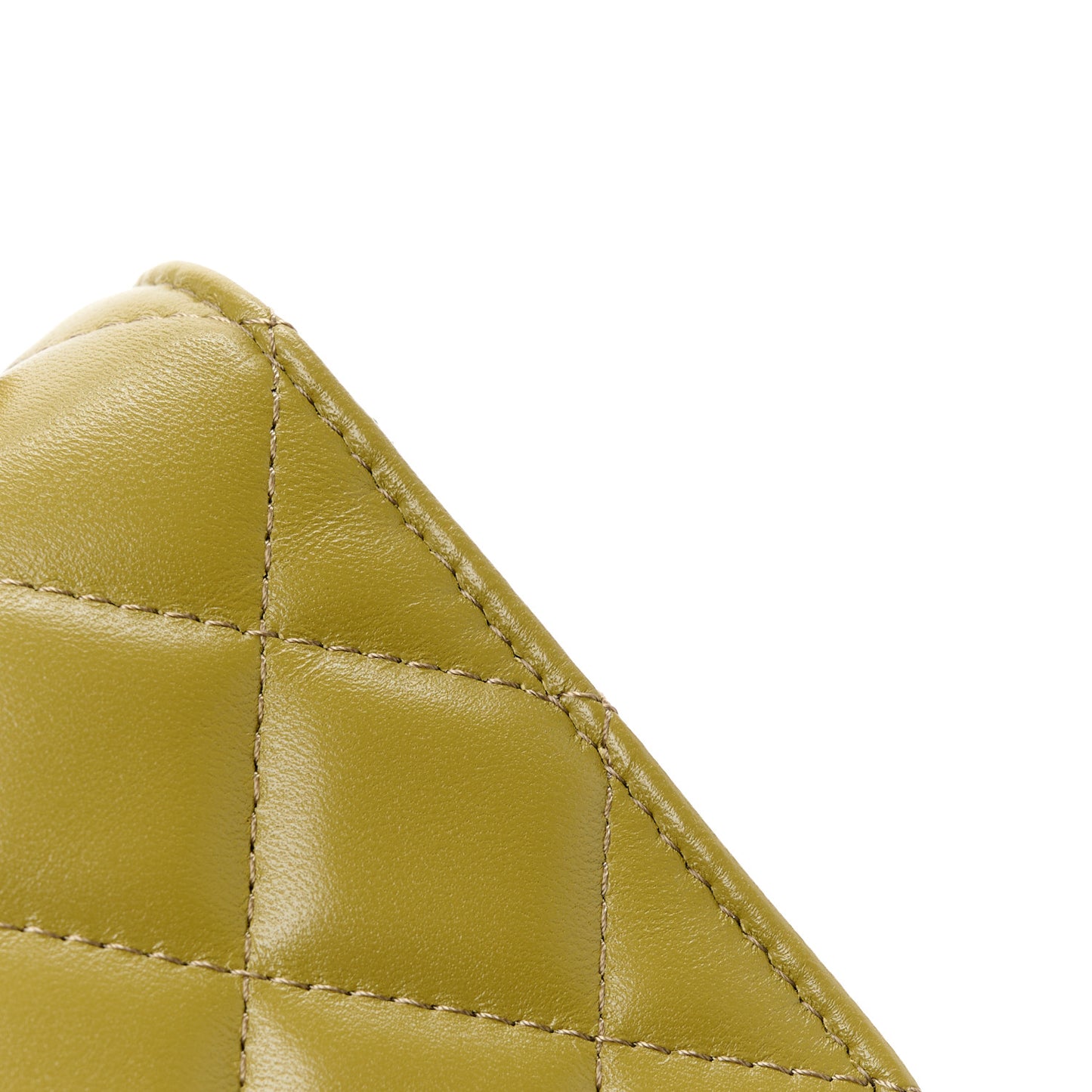 Lambskin Quilted Metal Twist Top Handle Flap Phone Holder With Chain Green