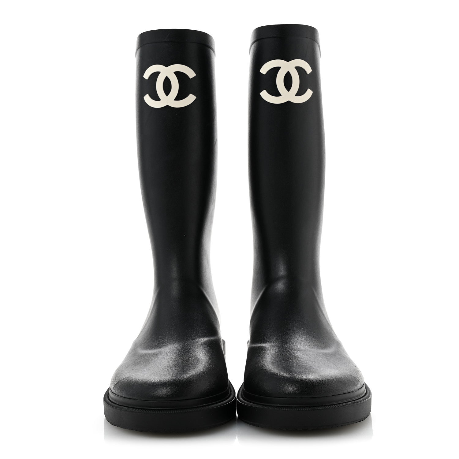 Chanel Caoutchouk CC High Boots 37 Black 3 of 10