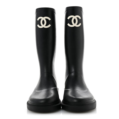 Chanel Caoutchouk CC High Boots 37 Black 3 of 10