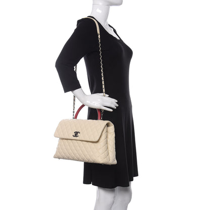 Chanel Caviar Lizard Quilted Medium Coco Handle Flap White 2 of 10