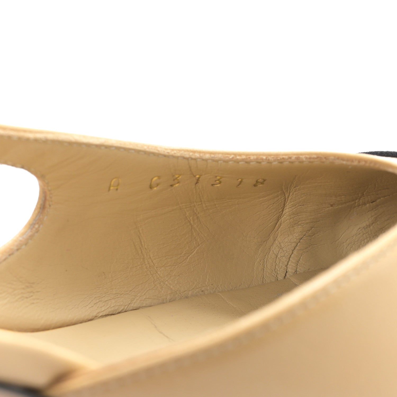Chanel Goatskin Grosgrain Cap Toe CC Slingback Pumps 38.5 Beige Black 9 of 9