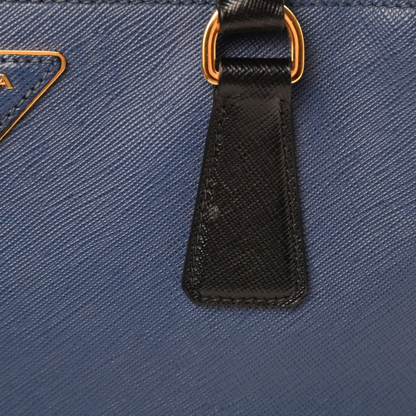 Saffiano Lux Bi-Color Medium Tote Bluette Black